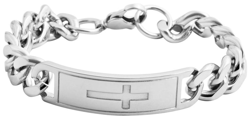 Panzerketten-Armband-Kreuz aus Edelstahl für Herren