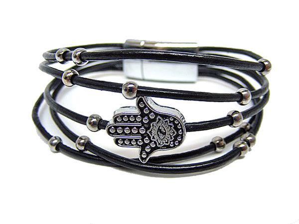 Damen Echtleder Armband "Hand der Fatima" - Gentiuss