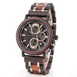 Chronograph watch wood &amp; stainless steel 