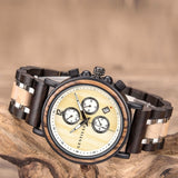 Chronograph watch wood &amp; stainless steel 