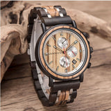 Chronograph watch wood &amp; stainless steel 