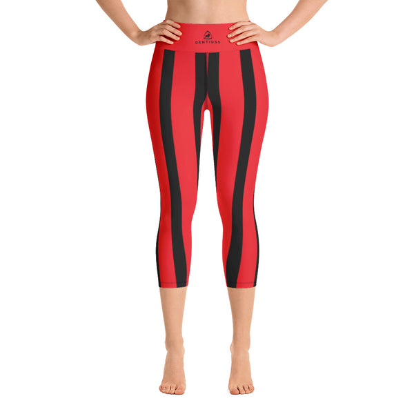 Rot-Schwarz Streifen-Leggings - Gentiuss